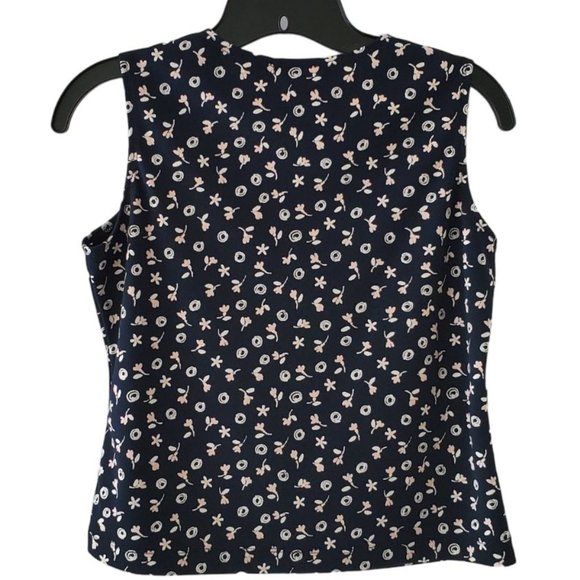 Petite Sophisticate Floral Scoop Neck Shell/Tank Top | NWOT | XSP | Navy Pink WH - Picture 2 of 11